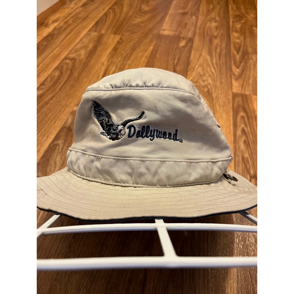 Vintage Dollywood Bucket Hat Men OSFM Tan Eagle Souvenir Fishing